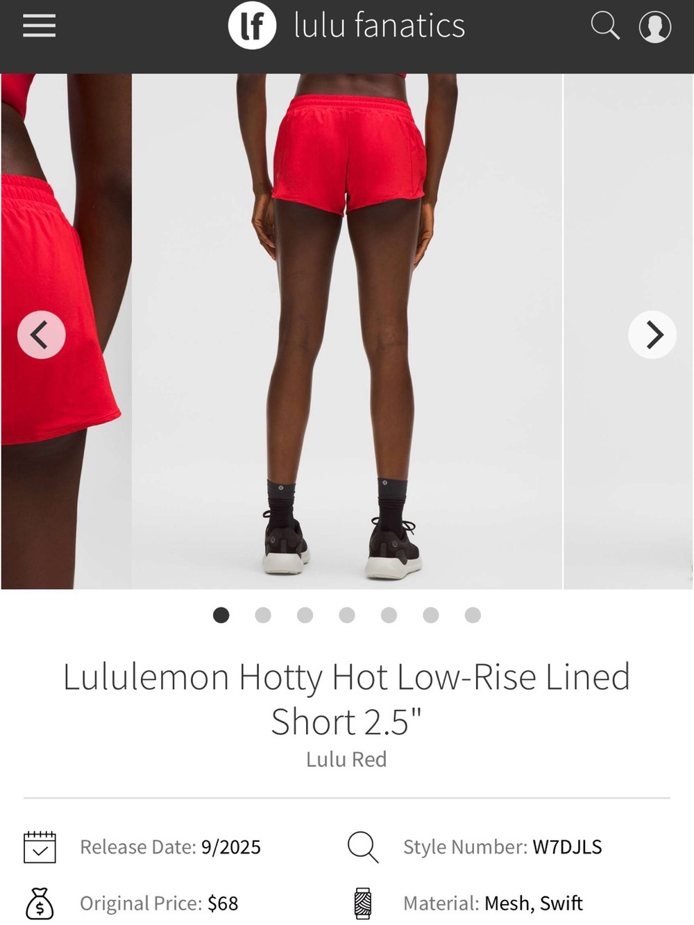 NWT  Lululemon Hotty Hot Low-Rise Lined Short 2.5" Lulu Red Size 14